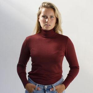 MOOI!  Company - Dames coltrui Renate  - Aansluitend Model - Viscose Fijn gebreid - Kleur  Fired Brick - M