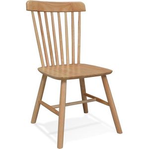 Alterego Natuurkleurige houten design stoel 'MONTANA' met rugleuning met spijlen