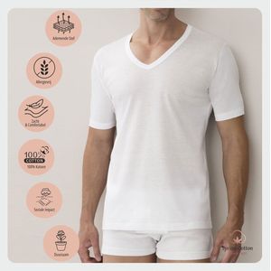 Heren Luxe Onderhemd - Katoenen T-shirt - V hals hemdje met korte mouwen - 100% Katoen - XL