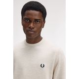 Fred Perry - Klassieke Trui - Beige - Ronde Hals - Wol-Katoenmix