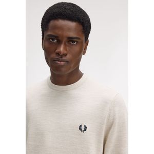 Fred Perry - Klassieke Trui - Beige - Ronde Hals - Wol-Katoenmix