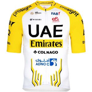 Pissei Uae Team Emirates - Tour De France 2024 Replica Korte Mouw Wielertrui Geel XL Man