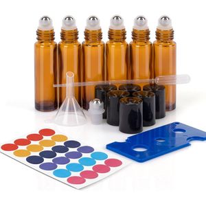 Etherische oliën rollers set van 6 anti-UV flessen 10 ml voor massage