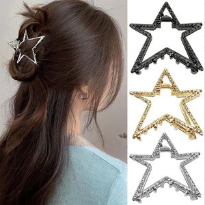 Metalen ster haarklauw uitgeholde haar klauw clip zilverMetalen haar klauwclip antislip ster haar klauw voor vrouwenMetalen ster haar klauw voor dun en dik haar - zilver, goud, zwart