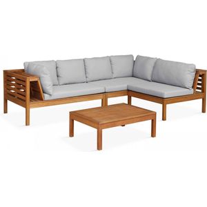 Oviala - Tuinset met 2 banken, 1 fauteuil en een taupekleurige tafel Maupiti