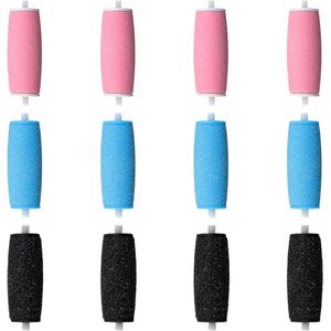 Eeltverwijderaar - Reserve rollen 12 stuks, 2 slijpgraden, elektrisch - Universele navullingen, 8 dunne en 4 extra grove.