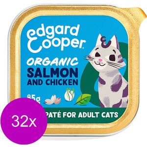 Edgard&Cooper Adult Paté Organic 85 g - Kattenvoer - 32 x Zalm&Kip