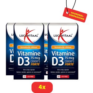 Lucovitaal Vitamine D3 75 microgram Voedingssupplement - 4x 70 capsules Voordeelverpakking