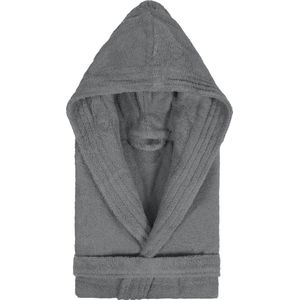 Badjas Badstof Kimono met Capuchon Pure Maat L Antraciet col 3073