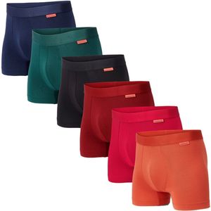 Undiemeister Boxershort heren - 6-pack - Roodtinten - Naadloos Ondergoed Onderbroek mannen - Mellowood Tencel - Ademend, Anti-Bacterieel, Naadloos - Boxershorts - Maat L