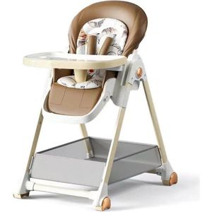 Eetstoel Baby - Hoge Stoel Kinderen - Kinderstoeltje aan Tafel - Uitneembaar kussen - Meegroeistoel - Aanpasbare - Compact Opvouwbaar - Babyvoedingsstoel - Baby eetstoel - Baby hoge stoel om te eten Baby - Khaki