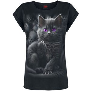 Spiral Cattitude Girlie-Shirt Dames T-shirt - zwart - XL