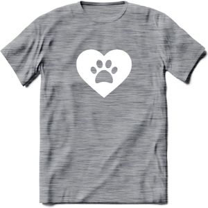 Cat Love Paw - Katten T-Shirt Kleding Cadeau | Dames - Heren - Unisex | Kat / Dieren shirt | Grappig Verjaardag kado | Tshirt Met Print | - Donker Grijs - Gemaleerd - XL
