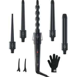 5-in-1 Krultang Set - Multifunctionele Keramische Krulspelden met Verwisselbare Golf en Hittebestendige Handschoen