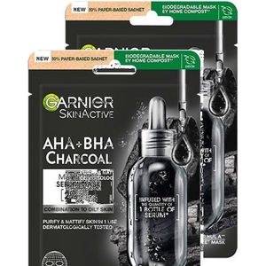 Garnier AHA + BHA Charcoal Mattifying Mask - 2 x 28 gr