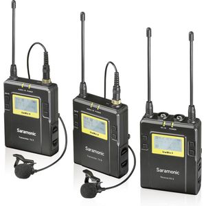 Saramonic UwMic9 KIT2, 2 x lavalier microfoon zenders met 1 ontvanger voor op een camera met 3.5mm mini jack