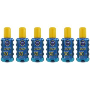Nivea | 6 x SUN 200 ml zonnebrandspray SPF 30 | UV dry protect Sport | transparant spray