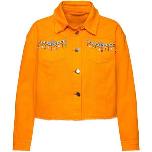 Angel of Style Angel of Style - Dames - Twill jack Straight Fit rug-applicatie - Oranje - Maat 46