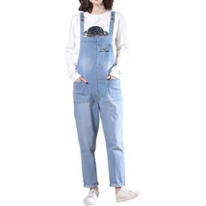 Plus Size Stretch Denim Tuinbroek Dames Jumpsuit