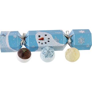 Christmas Cracker XL met 3 bad bruisballen “Let it Snow” - handgemaakt met etherische oliën
