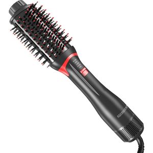 AGERMANN - 4-in-1 Föhnborstel - Keramische Magic Brush - Lang/Kort/Stijl/Krullen - 1200W - Rood