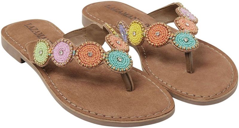 Lazamani - Luna - Teenslippers - Bruin - Oranje - Lichtblauw - Donkerblauw - Roze