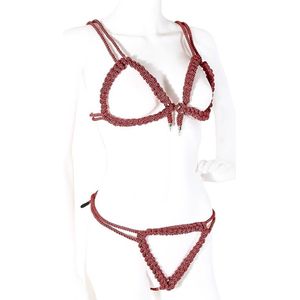 Nooitmeersaai - Lingerie set BH met slip - Satijn - Rood - One-size