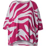 MIAMODA - Dames - Trui oversized zebramotief 3/4-mouwen - Hibiscusrood - Maat 42+