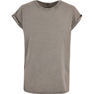 Build your Brand Ladies´ Acid Washed Extended Shoulder Tee BY053 - Asphalt - XS
