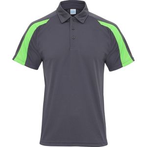Awdis Gewoon Cool Mens Korte Mouw Contrast Paneel Poloshirt (Houtskool/Lijkgroen)