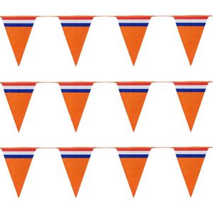 Bellatio Decorations Slinger oranje - 3x10 meter - Holland vlaggenlijn - Nederlandse vlag - Oranje versiering WK/ EK/ Koningsdag