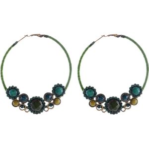 Behave Oorbellen - oorringen - groen - vintage design - met steentjes - 7 cm