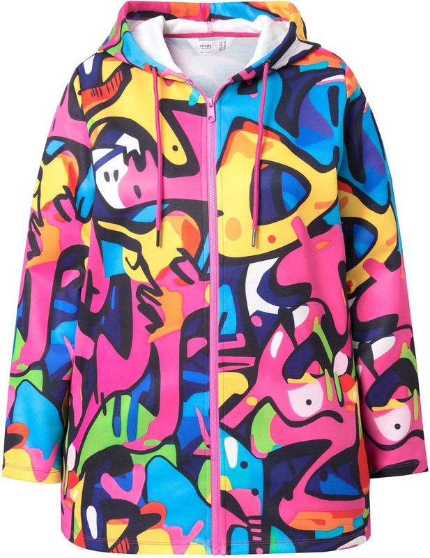 Angel of Style Angel of Style - Dames - Hoodie-jack sweatstof all-over print capuchon - Multicolor - Maat 42