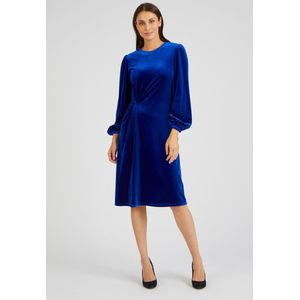 Damart - Jurk gedrapeerd glad velours - Dames - Blauw - 44