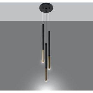 Hanglamp Mozaica 3-Lichts Getrapt Zwart/Goud - Giga Meubel