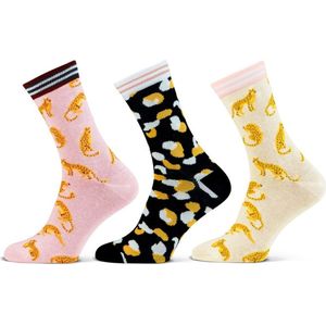 Teckel damessokken - Leopard - 3-pack - 36/42