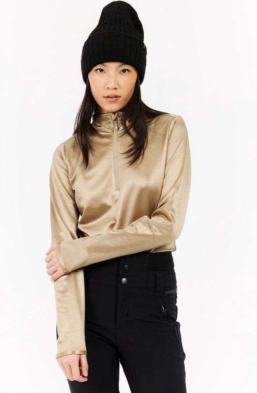 Protest - PRTLaga - Skipully Dames - Bamboobeige - Lange Mouwen - 1/4 Rits