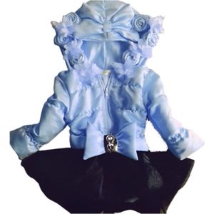 Maat 116 Zomerjas Blauw voor baby en kind Jas met Tulle zwart en bloemetjes kinderjas babyblauw