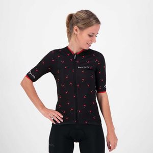 Rogelli Fruity Fietsshirt - Korte Mouwen - Dames - Zwart, Rood - Maat L