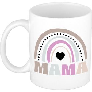 Bellatio Decorations Cadeau koffie/thee mok voor mama - wit - lila regenboog - Moederdag
