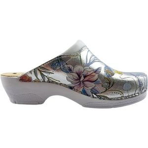 Medische PU klompen - PU klompen met kunststof zool - ziekenhuis klompen - zorgklompen - DINA CLOGS - silverflower - maat 37