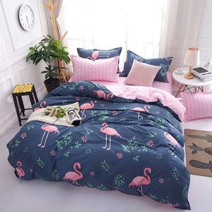 Flamingo Dekbedovertrek van 135 x 200 cm, roze, flamingo, schattige dieren, bloemen, flamingo, beddengoedset voor jongens en meisjes, kinderen, vrouwen, zachte microvezel, omkeerbaar