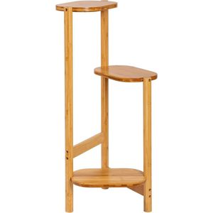 Plantenrek met 3 lagen - Houten plantenstandaard voor binnen - Bamboe bloemenrek - Plantenhouder etagere