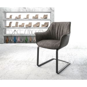Sledestoel Keila-Flex met armleuning sledemodel vlak zwart microvelours antraciet vintage