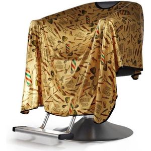 Kappersmantel Professioneel Haardesign Goud Satijn wasbaar Instelbaar 138 cm x 158 cm. Kappersmantel