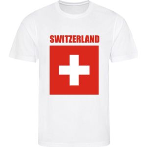 WK - Zwitserland - Switzerland - Schweiz - T-shirt Wit - Voetbalshirt - Maat: 134/140 (M) - 9 - 10 jaar - Landen shirts