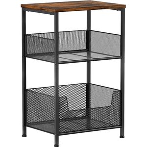 Bijzettafel met 3 niveaus - Ideaal voor kleine ruimtes - 64,5 cm - Rustiek bruin/zwart