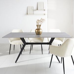 Dimehouse Eettafel Grace marmerlook grijs 210 x 100 x 76 cm - 210 x 100 x 76 cm - Marmer - Scandinavisch & Basic - Rechthoek