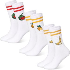 3 Paar Witte Tennissokken Unisex Crew Sportsokken - Ademend Katoen