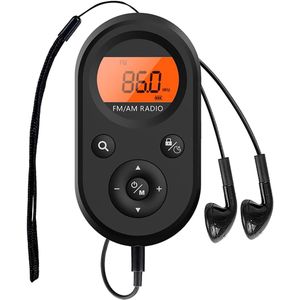 Mini AM/FM Radio - Kleine Draagbare Radio - met Oortelefoon - USB Opladen - Mini-pocketradio - Zakradio - AM/FM Radio - Koptelefoonaansluiting - Voor Wandelen Joggen Fietsen Oefening - Zwart